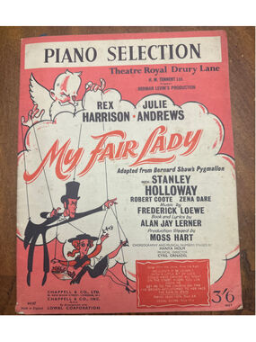 Vintage My Fair Lady Piano Selection Sheet Music Red White One Size